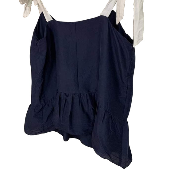 J.CREW Navy Peplum‎ Silk Tie Top Size 4 #G5365 - Picture 7 of 7